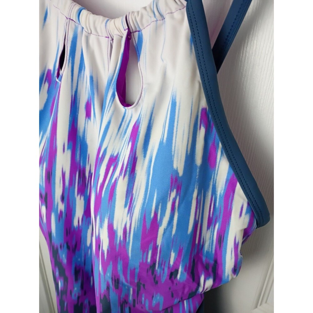 Free Country Woman XXL(18) Halter Tankini Runched Ombre Tie Dyed Swimwear - Picture 4 of 9
